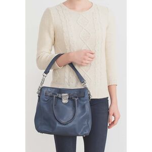 Michael Kors Bag Tote Satchel Shoulder Handbag Purse Blue Leather WOMAN'S WOMENS